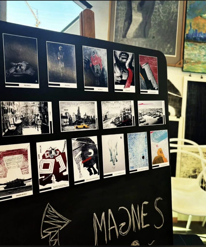 Magnets with linocuts