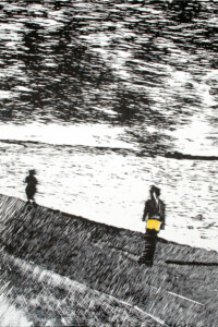 BIEGACZE (RUNNERS) BIEGACZE (RUNNERS) Lake, water, runners and rollerbladers nearby, the city in the background. Jezioro, woda, nieopodal biegacze i rolkarze, w tle miasto. Paweł Naumowicz