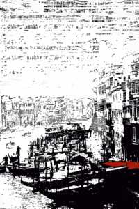 WSPOMNIENIE NR 4 (REMEMBRANCE No. 4) WSPOMNIENIE NR 4 (REMEMBRANCE No. 4) Venice, canal, moored gondolas, buildings, calm sky, red awnings over one shop. Wenecja, kanał, zacumowane gondole, budynki, spokojne niebo, czerwone markizy nad jednym sklepem. Paweł Naumwoicz