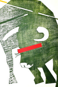 CORRIDA: KONIEC PRZEDSTAWIENIA (CORRIDA: THE END OF THE SHOW) CORRIDA: KONIEC PRZEDSTAWIENIA (CORRIDA: THE END OF THE SHOW) The bull, from the front, the final phase of the corrida, a large red stripe over the eyes of the bull. Byk, od frontu, końcowa faza korridy, duży czerwony pasek na oczach byka. Paweł Naumowicz